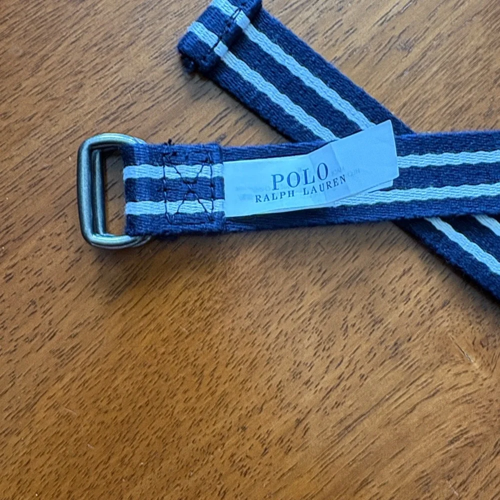 Polo by Ralph Lauren Navy and Light Blue Striped Canvas Kids Belt